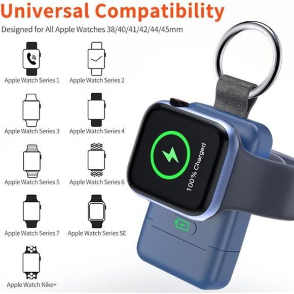 Portable Wireless Charger for Apple Watch,Upgraded iWatch Charger 1400mAh Smart - Picture 2 of 7